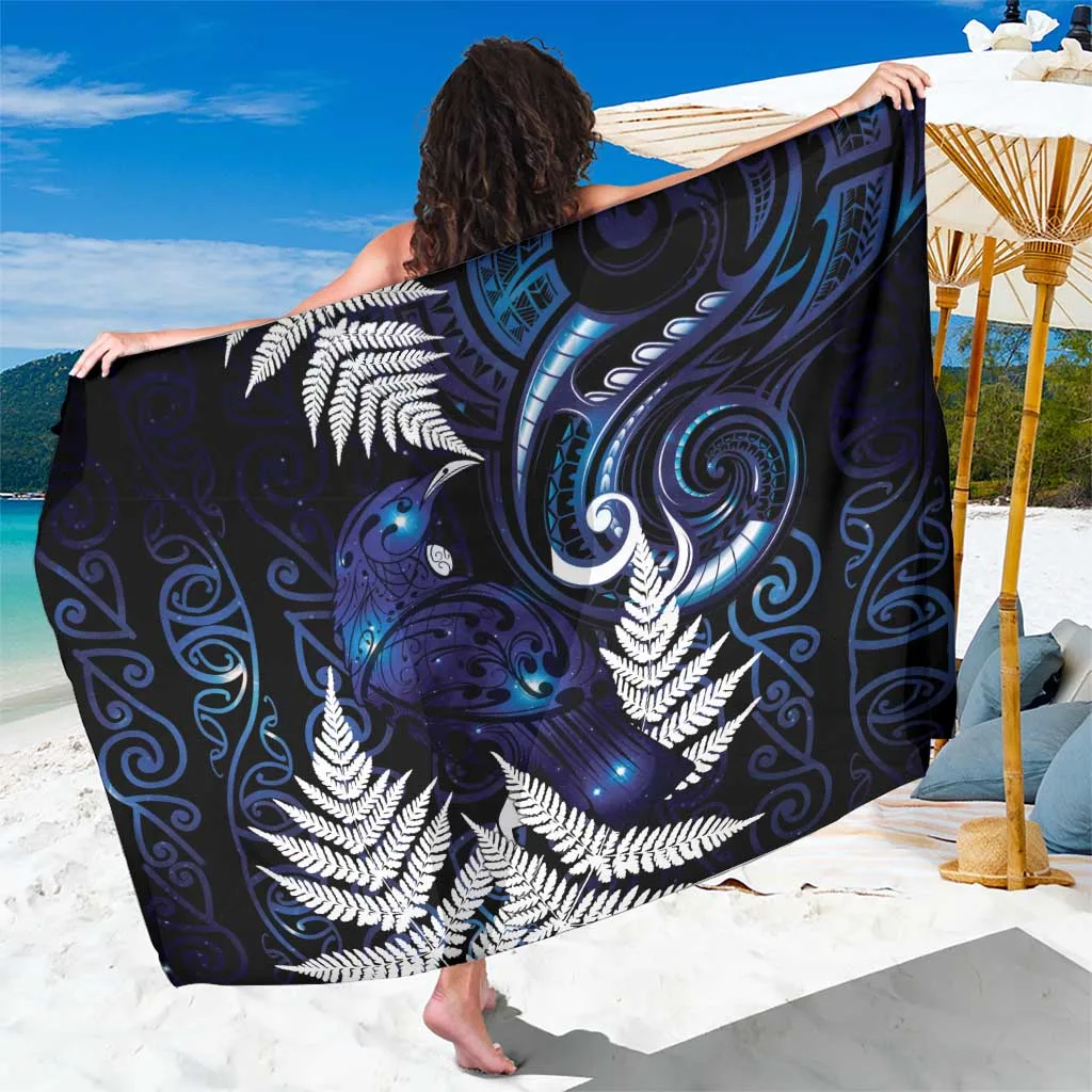 Black Galaxy Tui Bird Maori Matariki Sarong Rayon Beach Wrap Polynesian Tribal Print Wholesale Pareo - main view