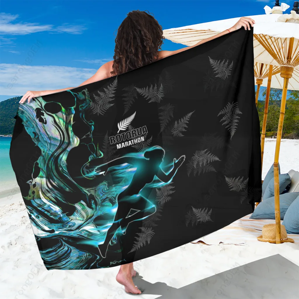 Silver Shell Fern Simple Print Sarong South Pacific Beach Wrap Resort Cover Up Wholesale - main view