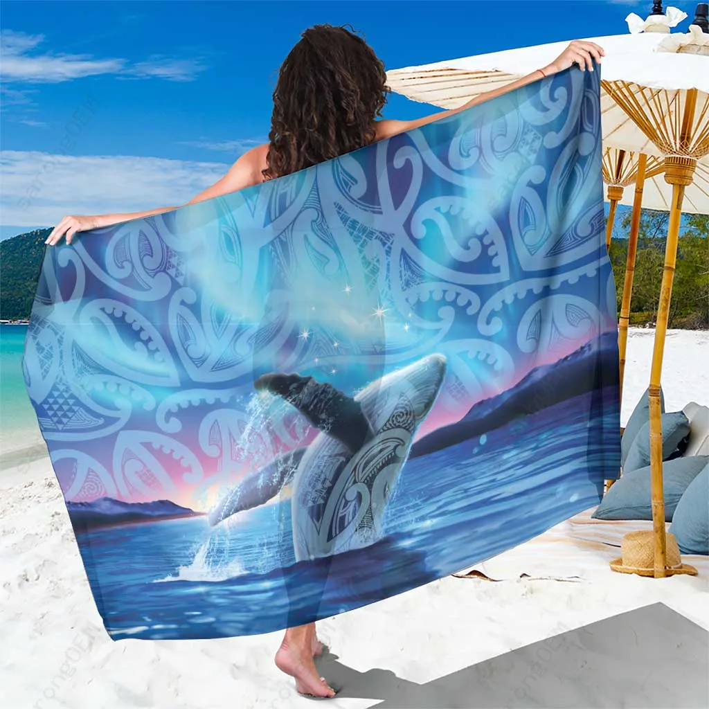 Blue Galaxy Humpback Whale Maori New Year Sarong Polynesian Beach Wrap Wholesale Pareo