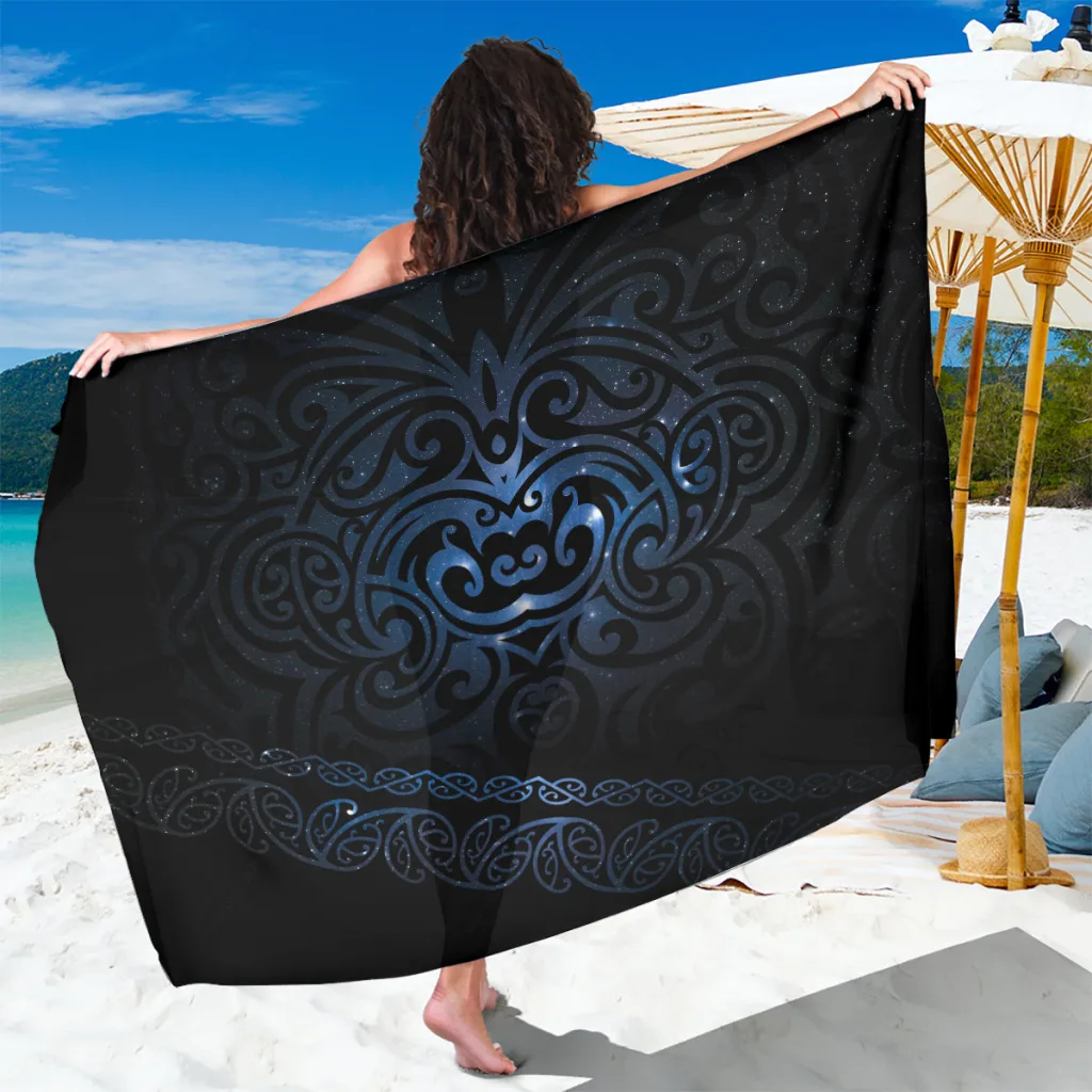 Deep Blue Cosmic Matariki Starry Sky Tribal Print Sarong Beach Wrap Maori Culture Polynesian Style Resort Cover Up Wholesale Pareo - main view