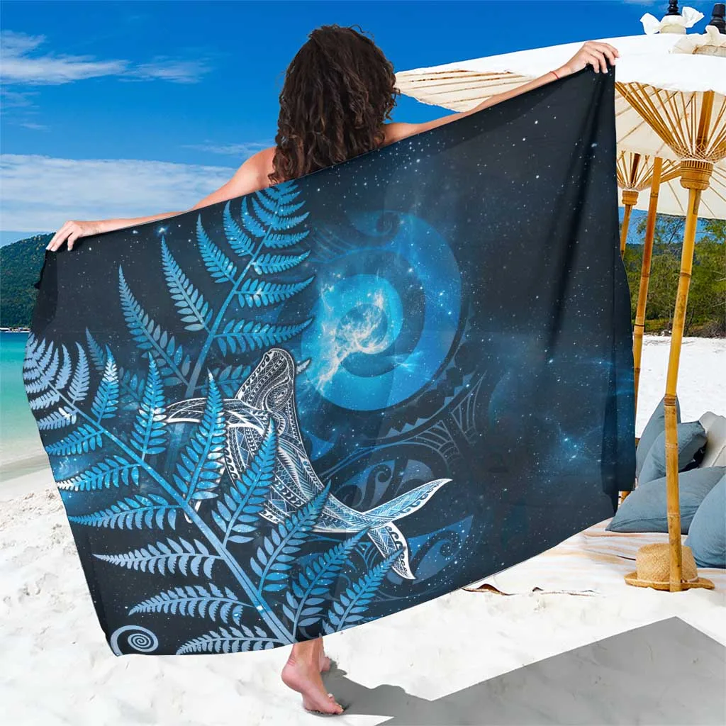 Blue Maori Koru Humpback Whale Print Sarong Polynesian Beach Wrap for Resort Hotel Wholesale Pareo - main view