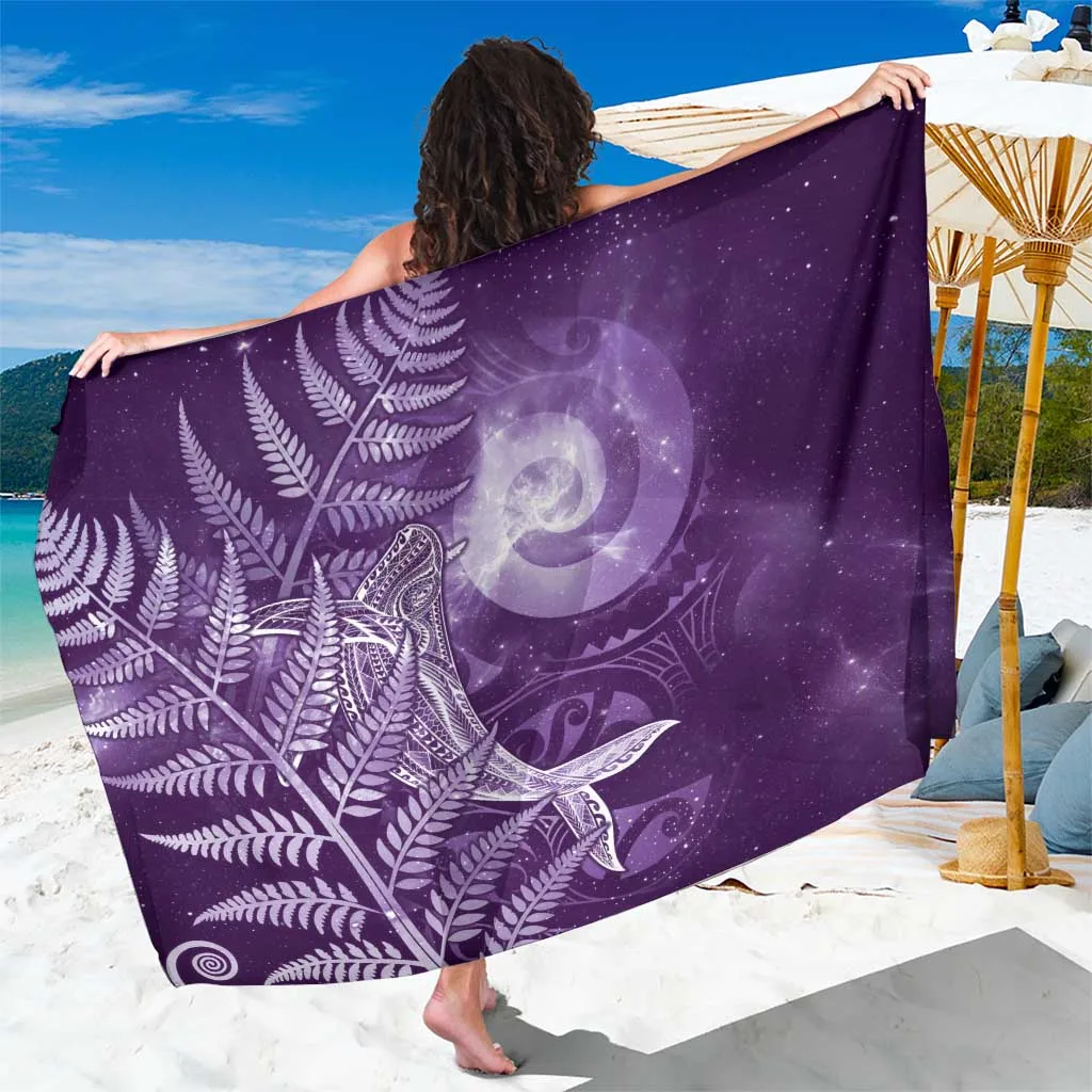 Purple Humpback Whale Maori Koru Floral Print Sarong Polynesian Beach Wrap Wholesale Pareo - main view