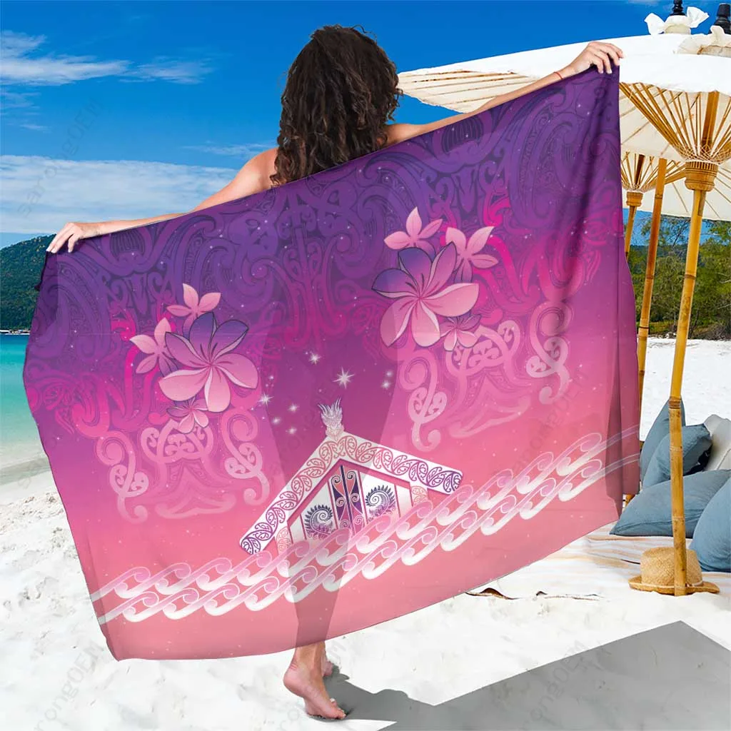 Purple Galaxy Maori Marae Tribal Print Sarong Polynesian Beach Wrap Resort Cover Up Wholesale Pareo - main view