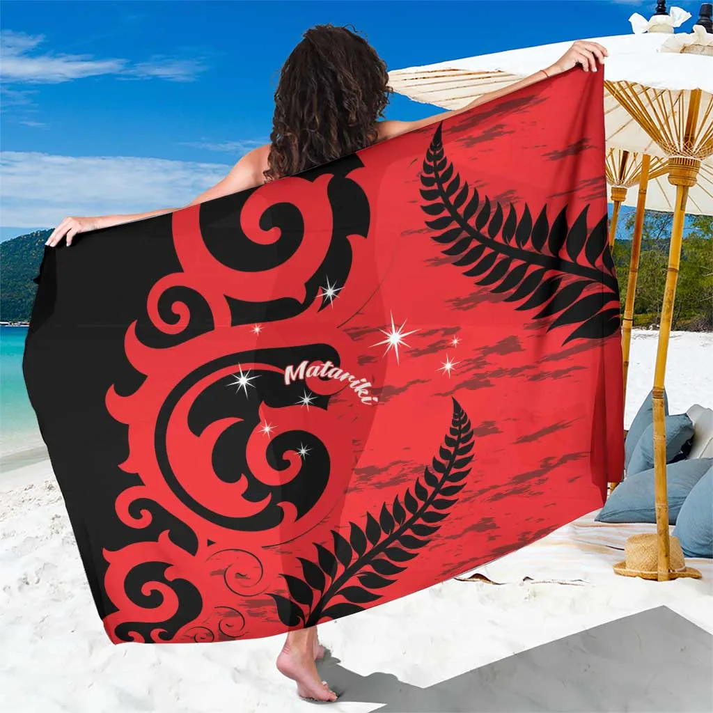 Black Gold Maori Koru Spiral Pattern Printed Sarong Polynesian Cultural Beach Wrap Pareo Wholesale - main view