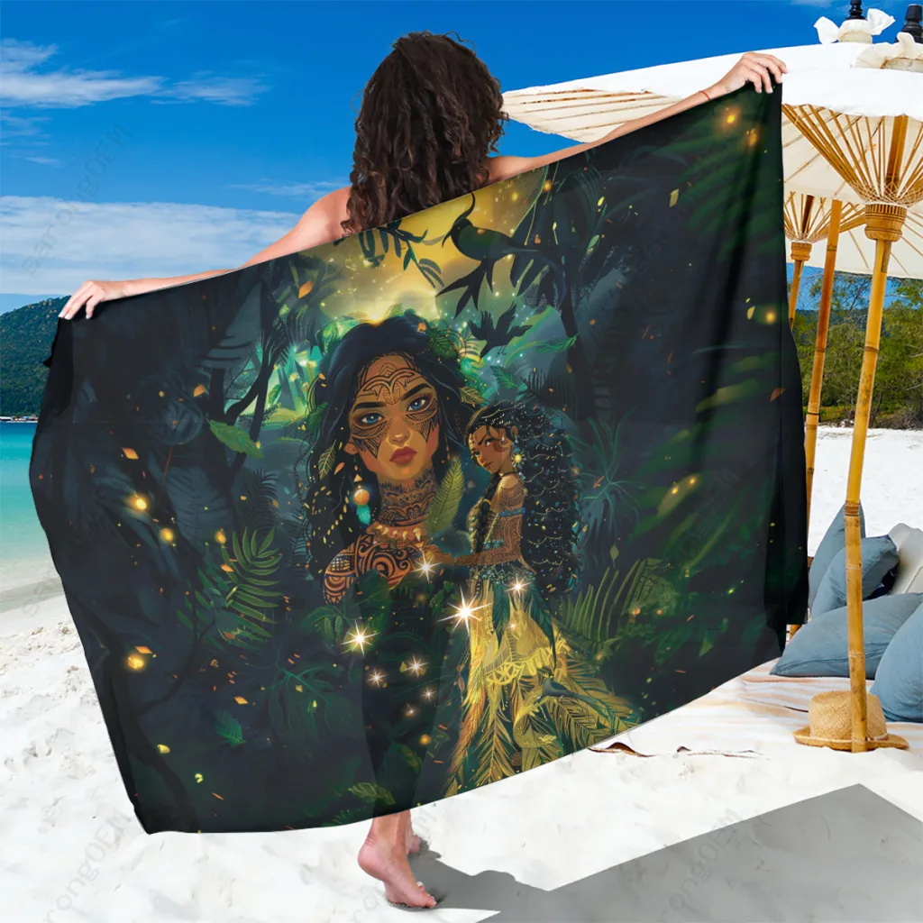 Multicolor Matariki Rongo Mori Wellbeing Print Sarong South Pacific Island Beach Wrap Wholesale Pareo - main view