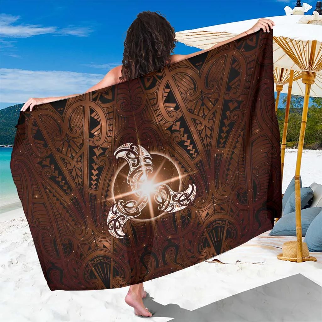 Brown Galaxy Maori Moko Tupuanuku Star Pattern Print Sarong Polynesian Beach Wrap Wholesale Pareo - main view