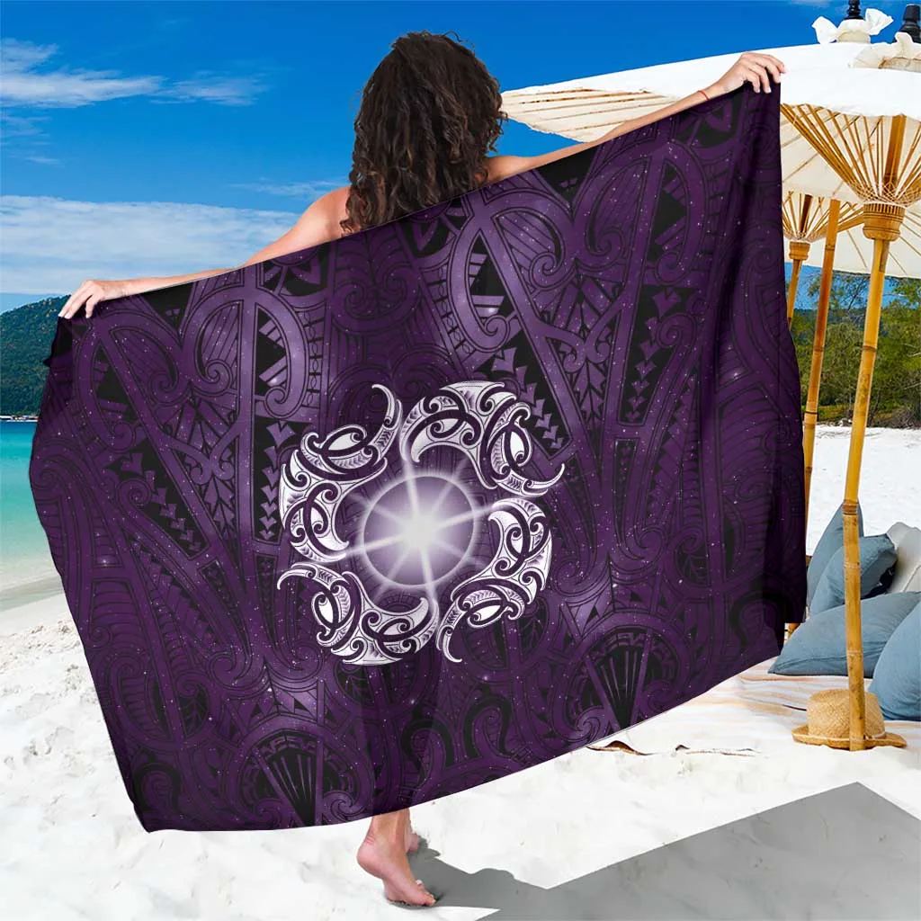 Purple Galaxy Maori Moko Star Print Sarong Polynesian Beach Wrap for Resort Hotel Wholesale Pareo - main view