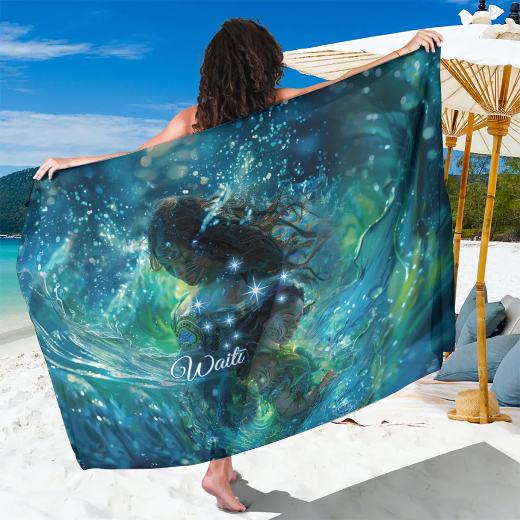 Multicolor Matariki Waiti The Beginnings of Life Print Sarong South Pacific Tribal Style Beach Wrap Wholesale Pareo - main view