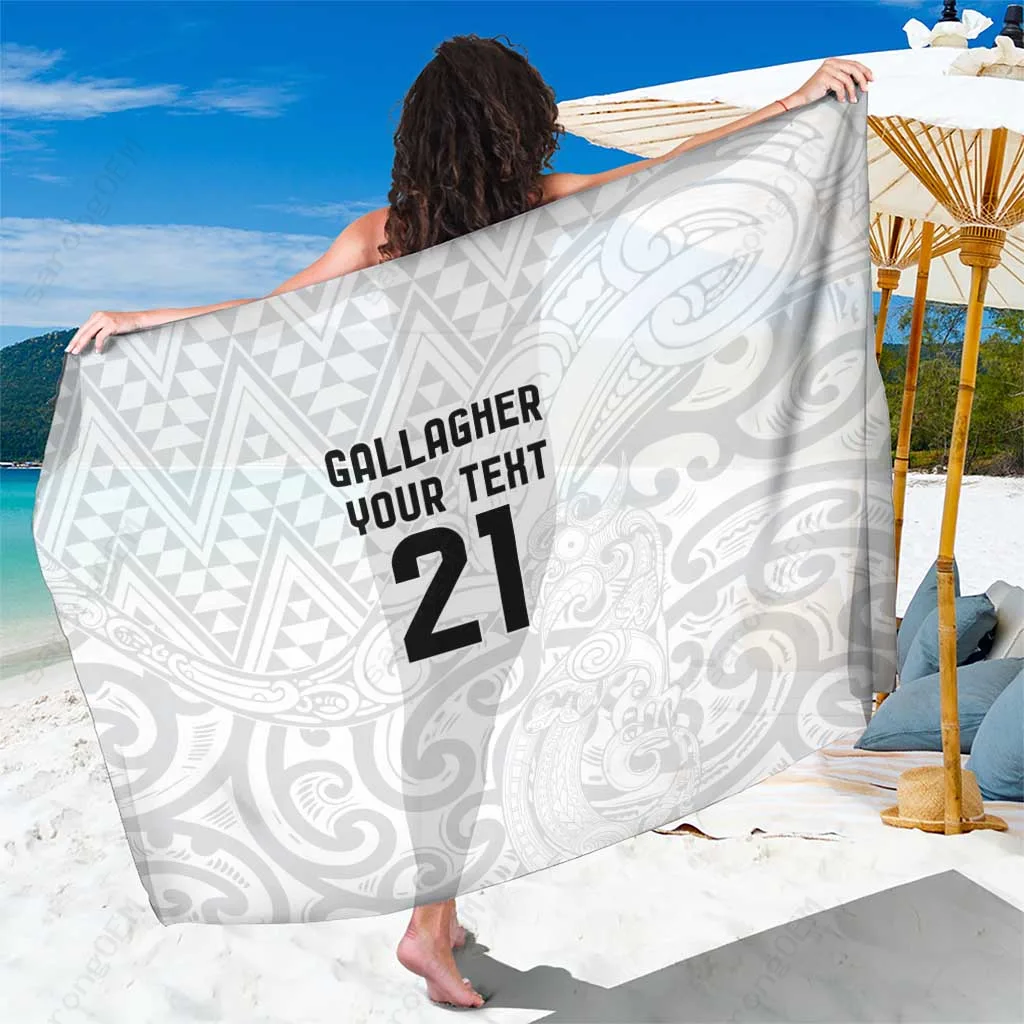 White Maori Tribal Niho Taniwha Mandala Print Sarong Polynesian Beach Wrap Custom OEM Pareo