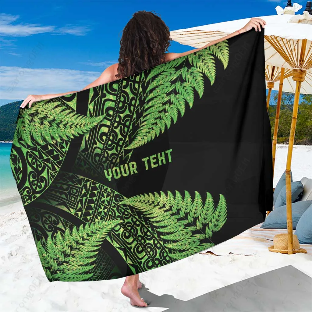 All Lime Maori Fern Mandala Print Sarong Polynesian Tribal Beach Wrap Wholesale Pareo Cover Up - main view