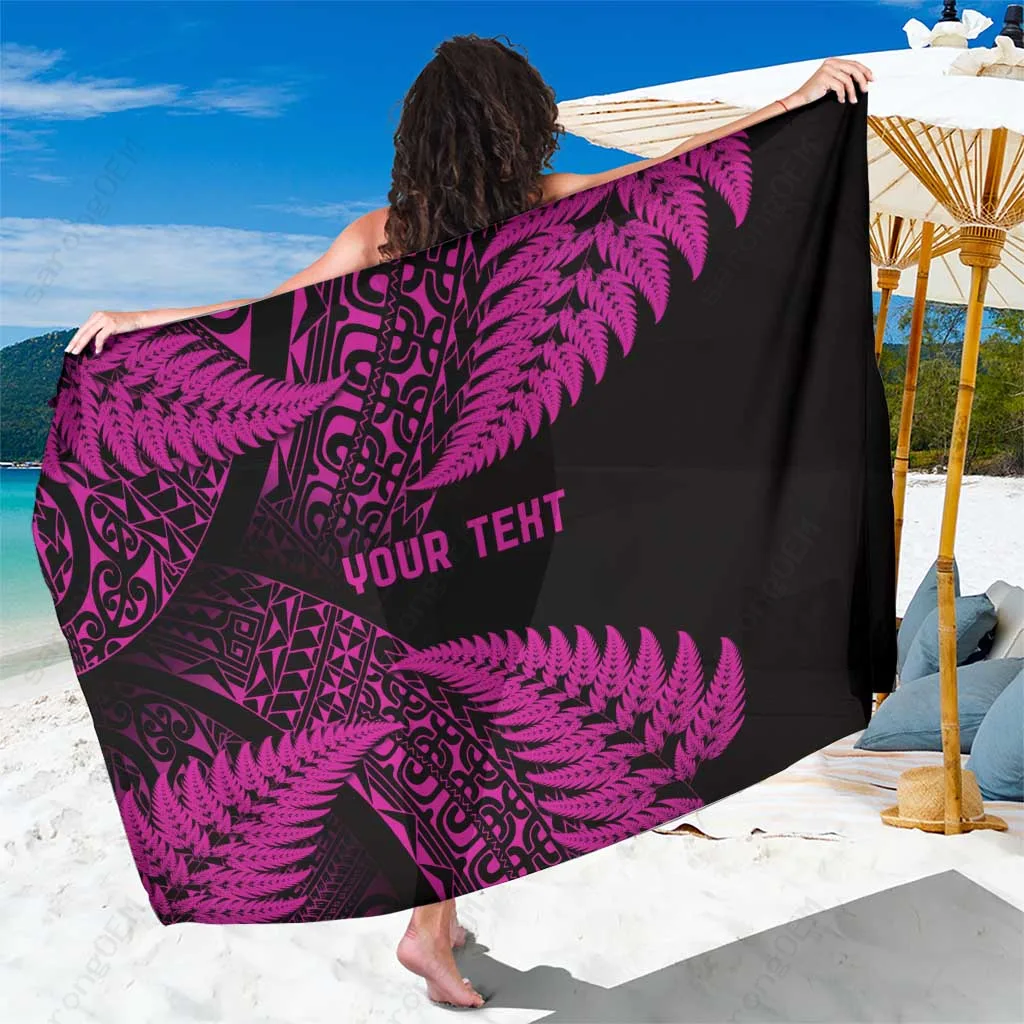 Pink All Over Print Sarong Maori Pasifika Fern Pattern Rugby Pacific Beach Wrap Pareo Wholesale Custom - main view