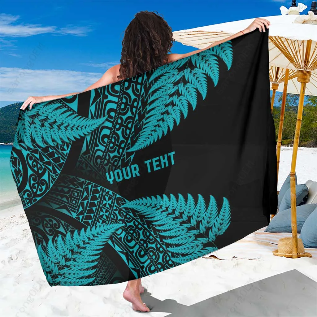 All Turquoise Maori Fern Pacific Sarong Beach Wrap Polynesian Island Cover Up Wholesale Pareo - main view