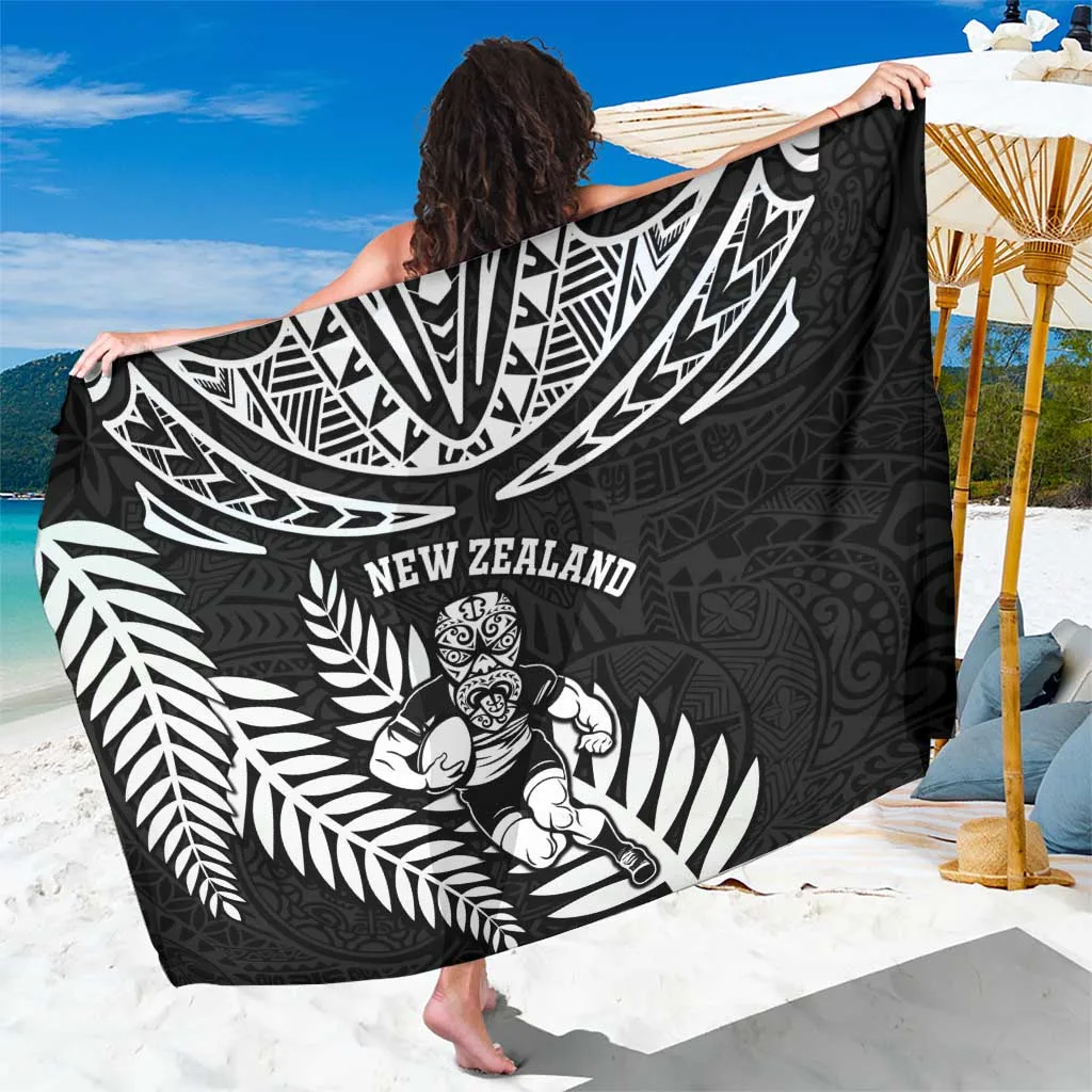 Silver New Zealand Rugby Silver Fern Maori Pattern Print Sarong Beach Wrap Resort Cover Up Wholesale Pareo - main view