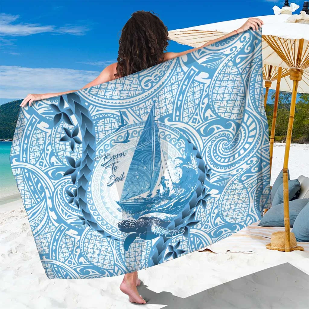 Deep Blue Yacht Racing Sailing Print Sarong New Zealand Aotearoa Nautical Beach Wrap Pareo Wholesale - main view