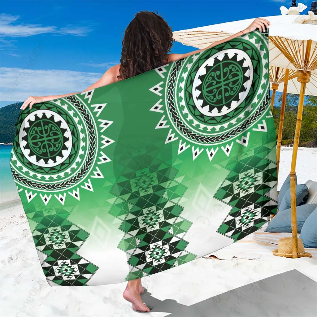 Red Tribal Mandala Print Sarong Polynesian Beach Wrap Resort Cover Up Wholesale Pareo - main view