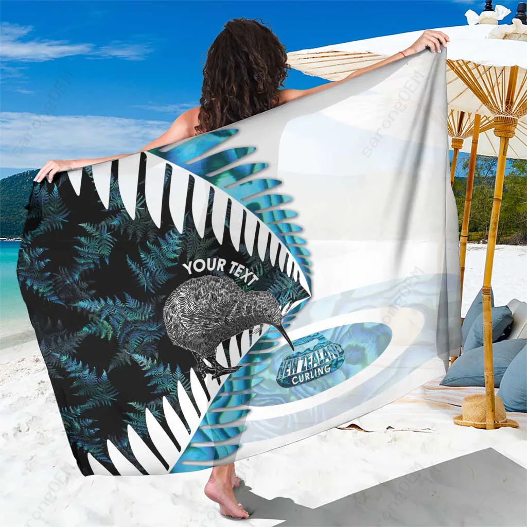 Silver Shell Silver Fern Curling Sarong Polynesian Beach Wrap Pareo Tropical Island Cover Up OEM - main view
