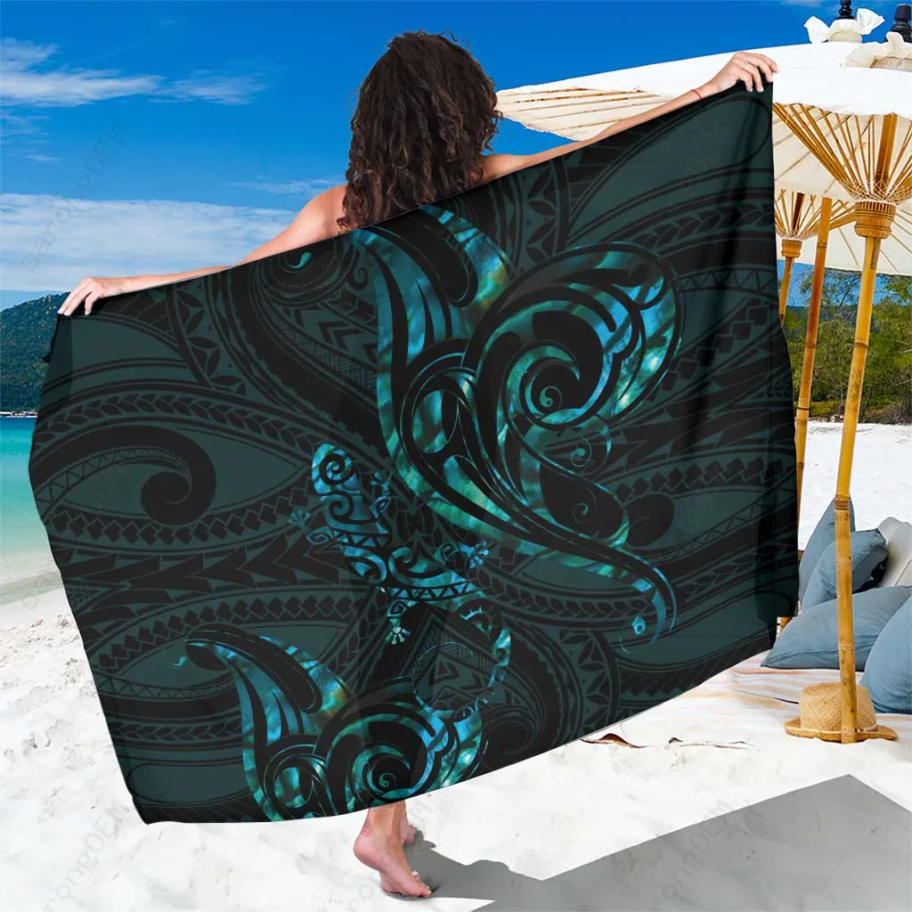 Black Shell Pearl New Zealand Maori Skink Sarong Beach Wrap Polynesian Island Resort Cover Up Wholesale Pareo - related