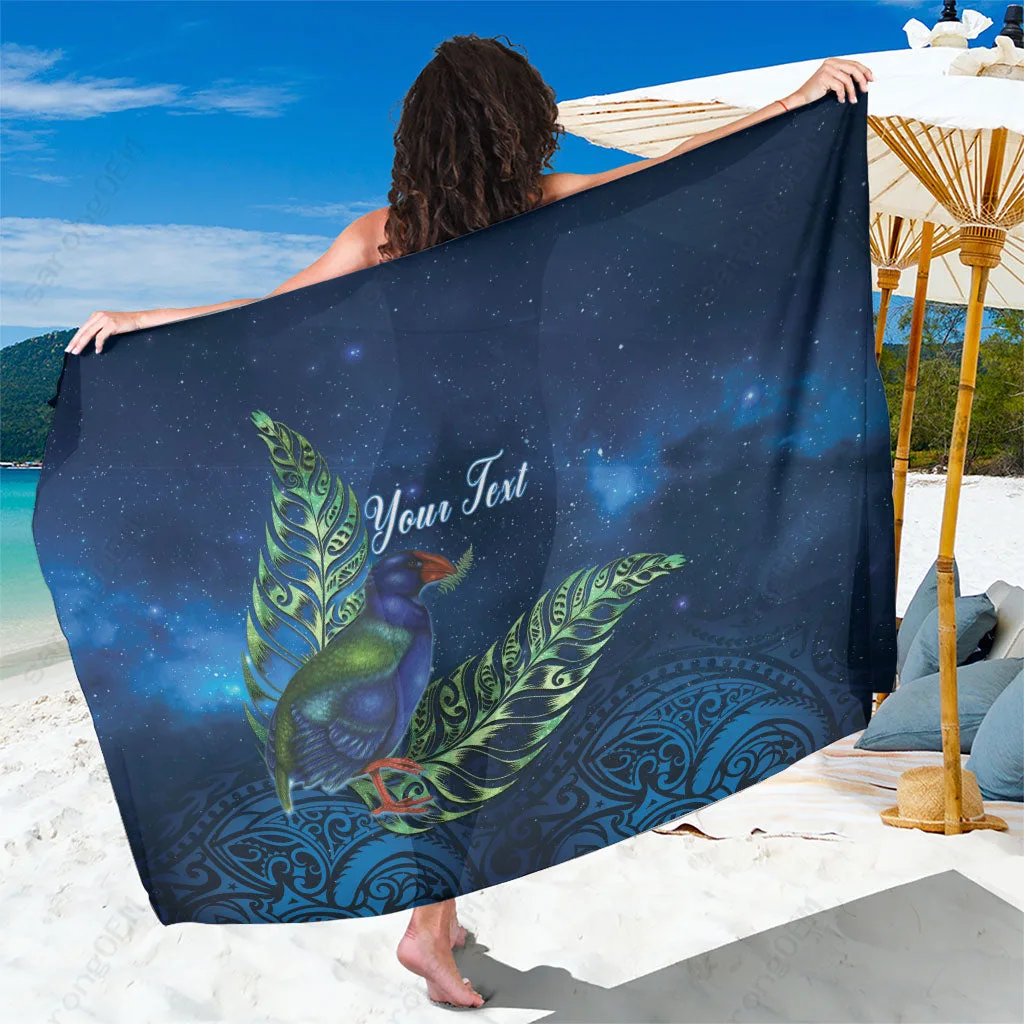 Silver Galaxy Fern Polynesian Pattern Sarong Beach Wrap South Pacific Island Resort Cover Up Wholesale Pareo - main view