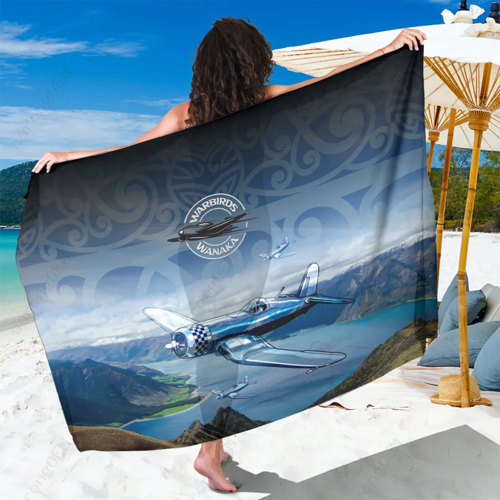 New Zealand Wanaka Air Show Maori Pattern Sarong Beach Wrap Rayon Pareo Tropical Island Cover Up Wholesale - main view
