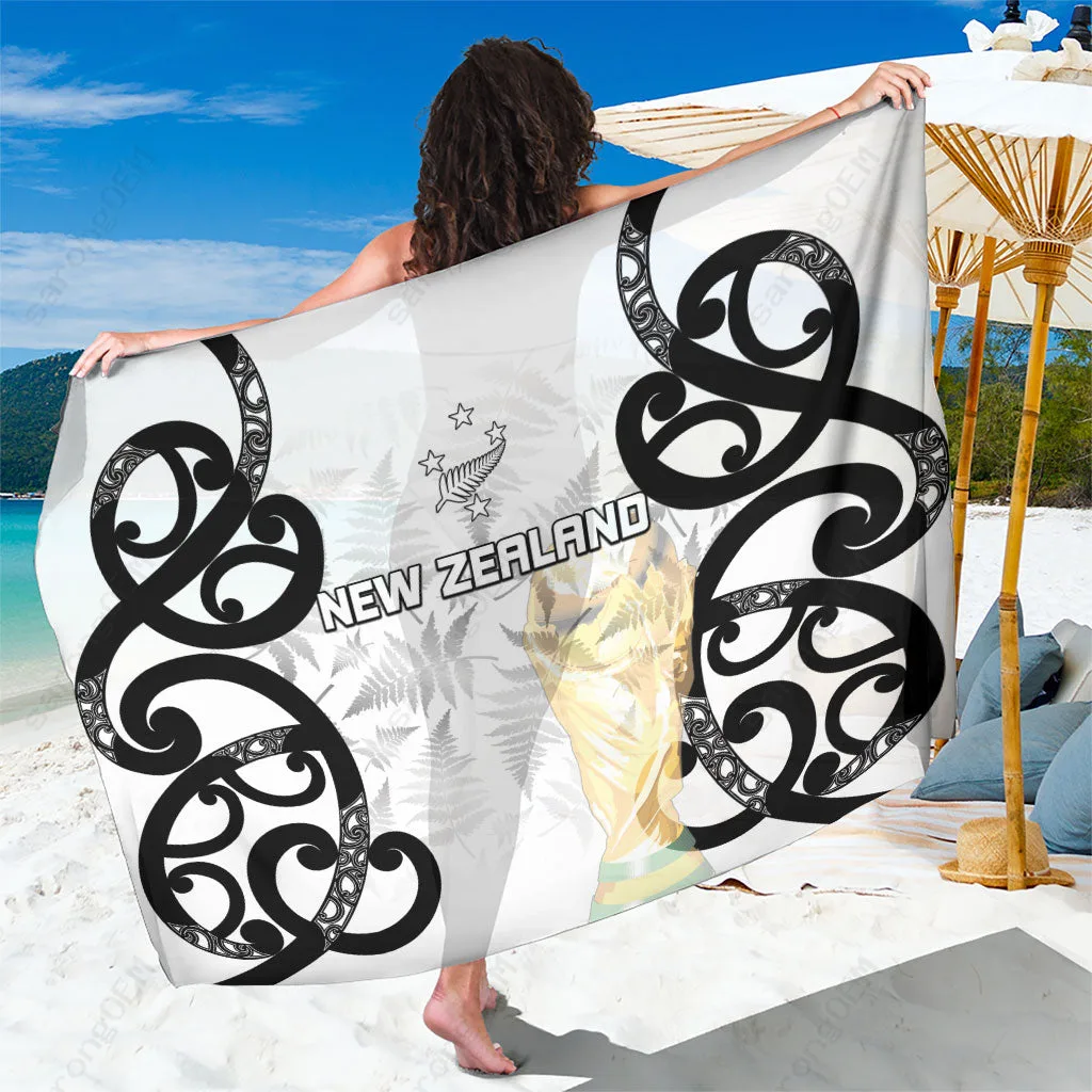 White Silver Fern Print Sarong South Pacific Style Beach Wrap Pareo for Resort Hotel Wholesale - main view