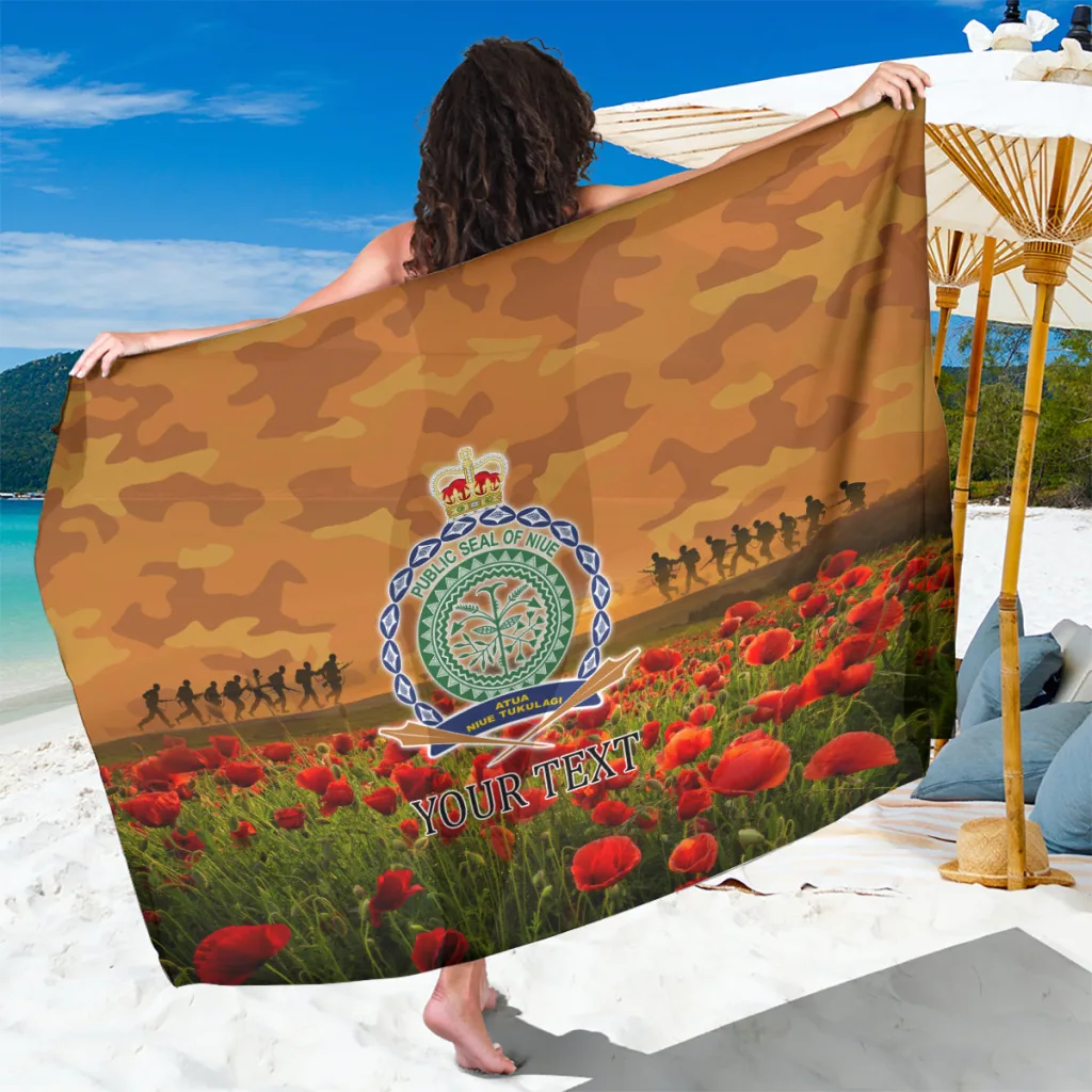 Red Poppy Field Anzac Day Print Sarong Polynesian Beach Wrap Wholesale Pareo - main view