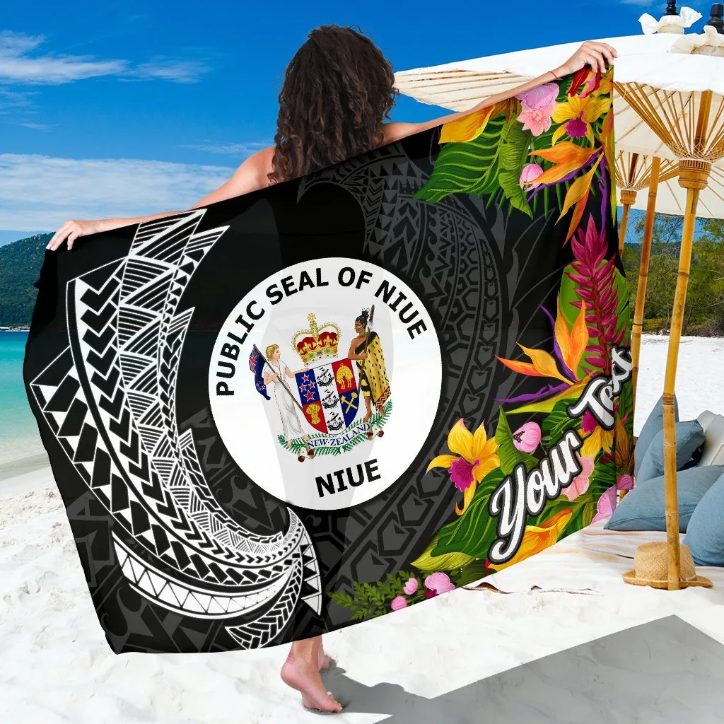 Custom Niue Polynesian Spiral Seal Turtle Print Sarong Beach Wrap Rayon Pareo Wholesale - main view
