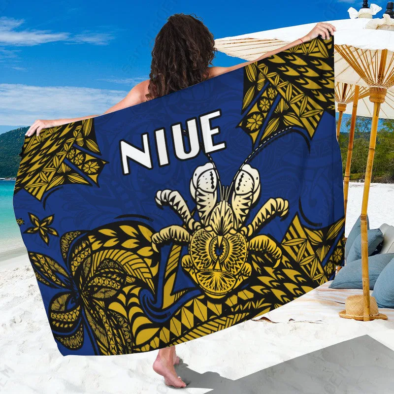 Blue Tribal Niue Uga Pattern Print Sarong Beach Wrap Rayon Fabric Summer Island Cover Up Wholesale Pareo - main view