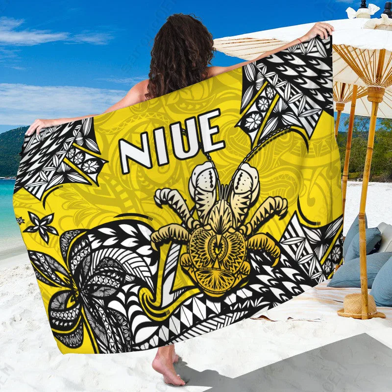 Yellow Tribal Niue Uga Pattern Printed Sarong South Pacific Beach Wrap Wholesale Pareo - main view