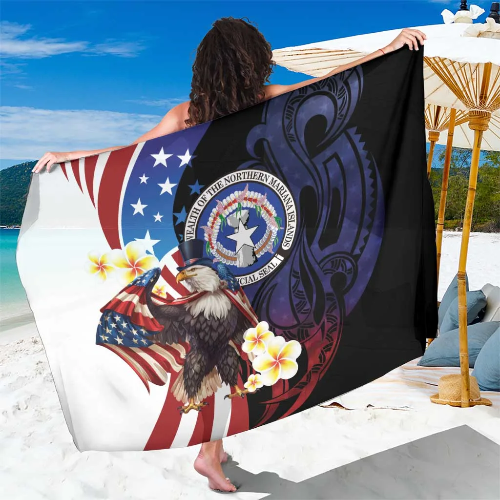 White Plumeria USA Eagle Print Sarong Hawaiian Island Beach Wrap Pareo Wholesale Custom - main view
