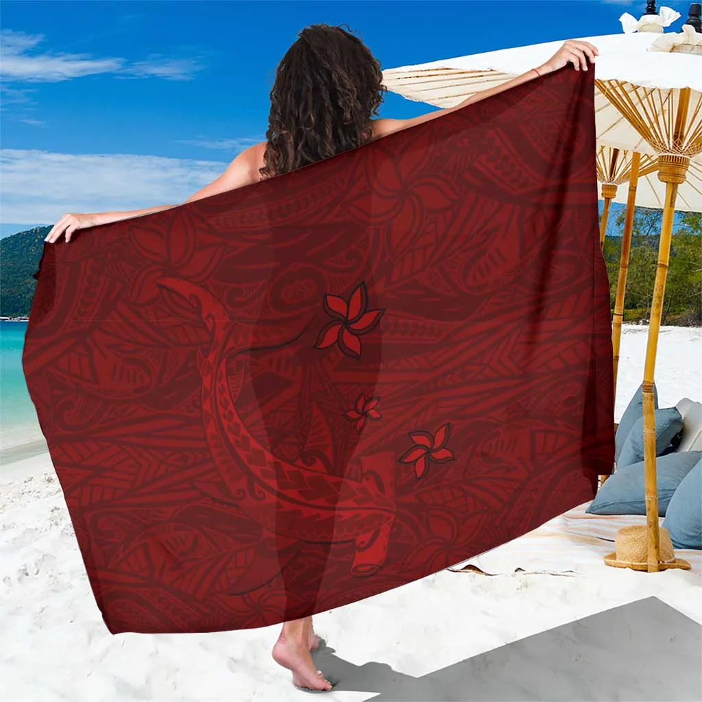 Oxblood Hawaiian Tribal Hammerhead Shark Polynesia Sarong Beach Wrap Wholesale Pareo - main view