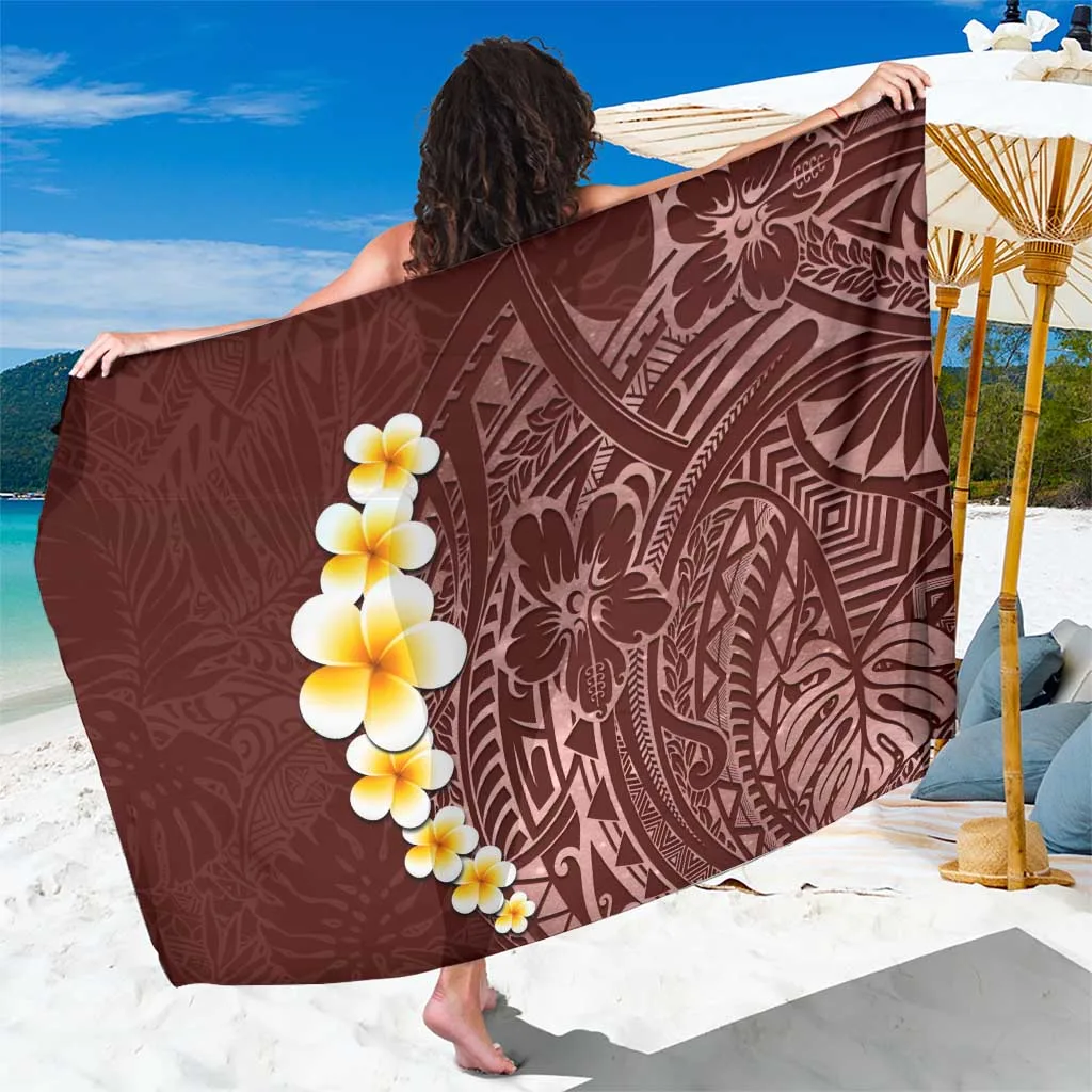 Oxblood Red Tropical Plumeria Galaxy Polynesian Art Sarong Beach Wrap Wholesale Pareo - main view