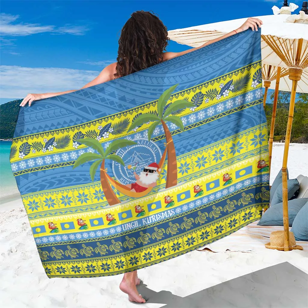 White Christmas Santa Snowflake Print Sarong Tropical Holiday Beach Wrap Pareo Wholesale - main view