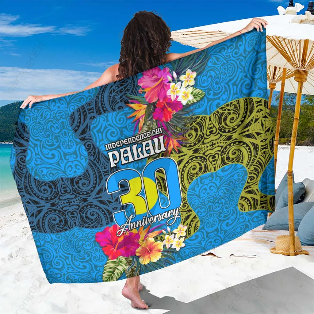 Floral Polynesian Jungle Flower Print Sarong Beach Wrap Cover Up Rayon Pareo for Resort Hotel Wholesale - main view
