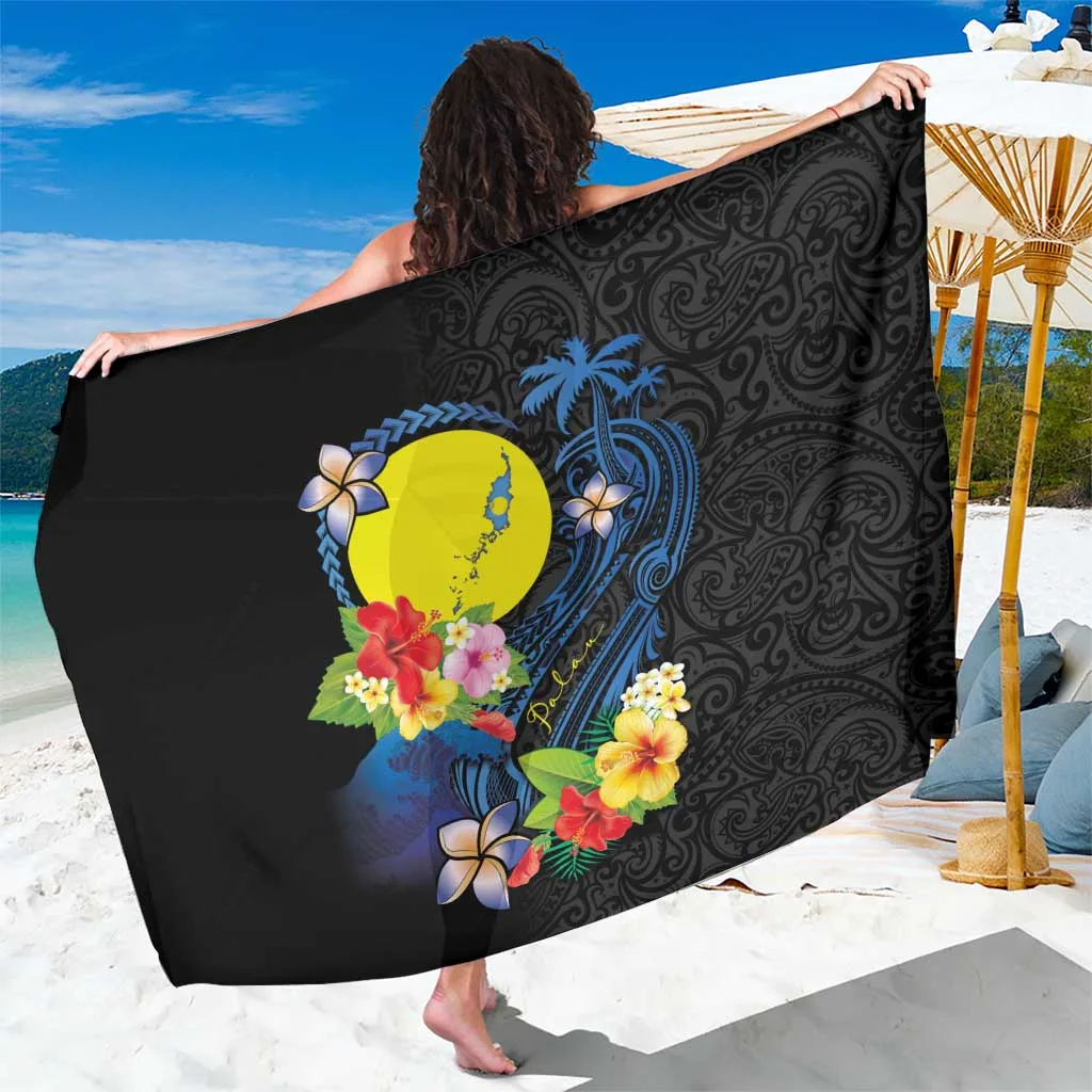 Hibiscus Melanesian Tattoo Print Sarong Palau Independence Day Beach Wrap Pareo for Resort Hotel Wholesale - main view