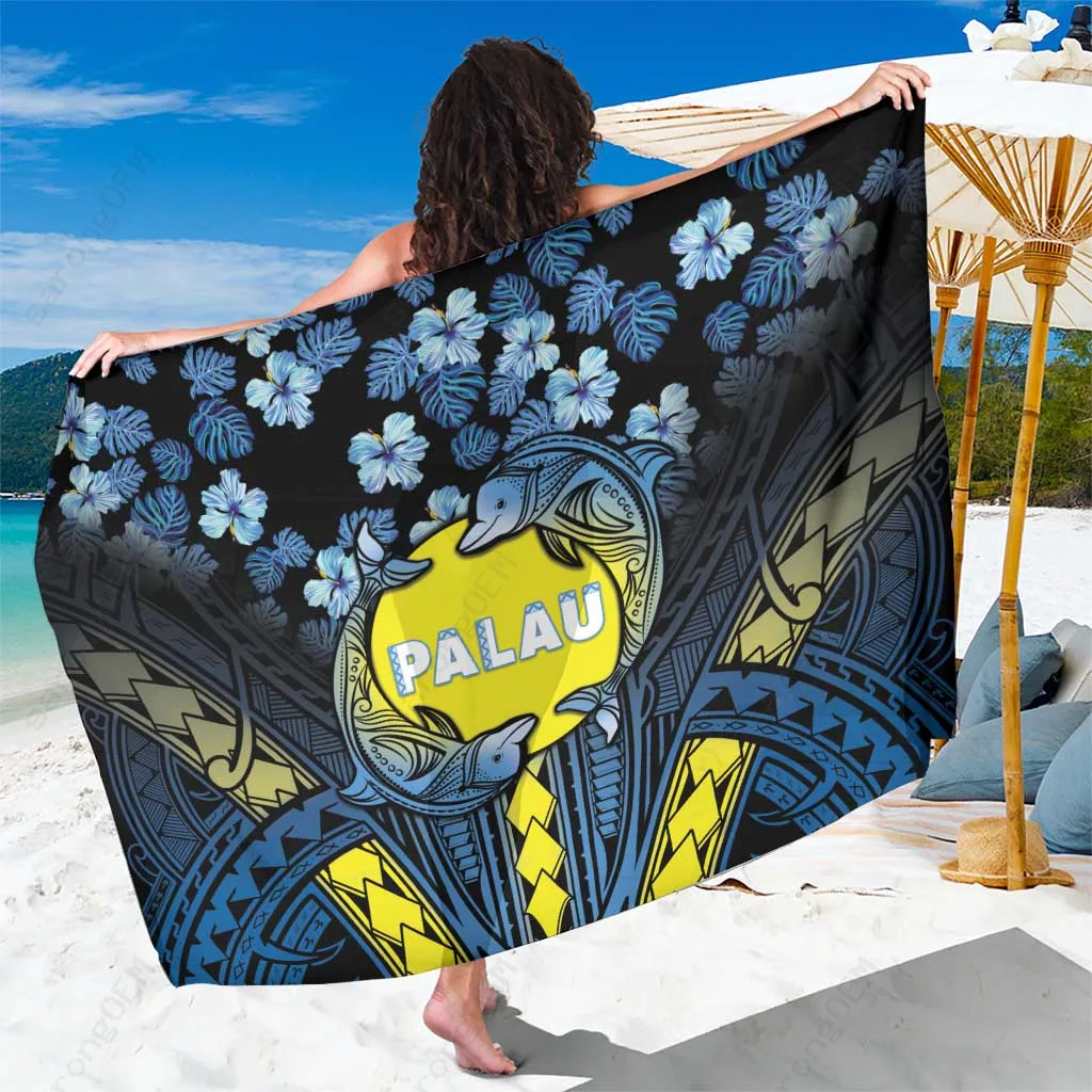 Hibiscus Dolphin Polynesian Print Sarong Tropical Beach Wrap Cover Up Wholesale Pareo - main view