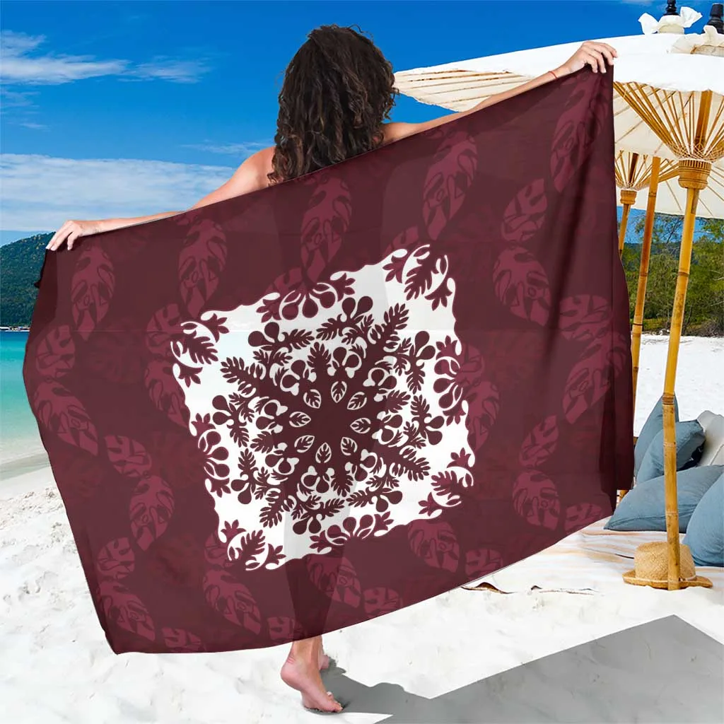 Cream Palm Leaf Hawaii Floral Print Sarong Tropical Island Beach Wrap Wholesale Pareo - main view