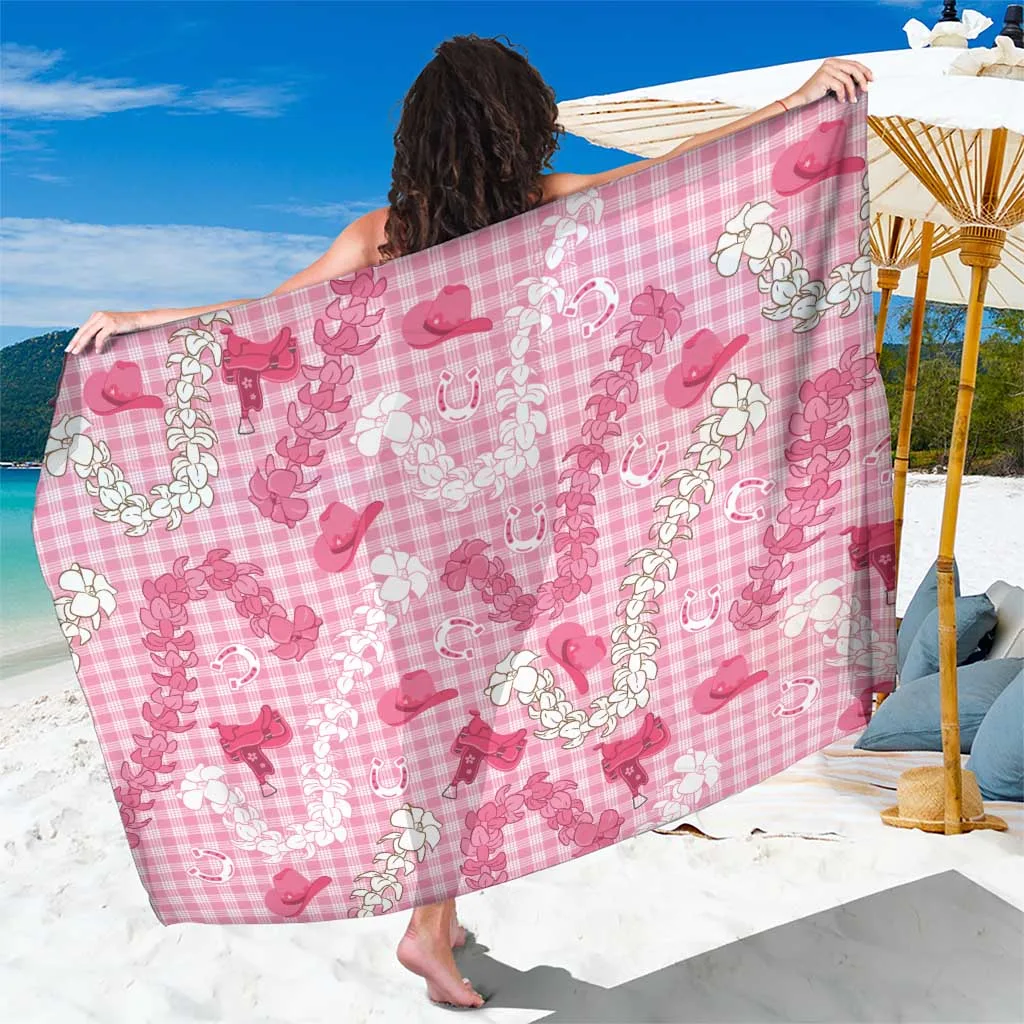 Cream White Palm Hibiscus Tribal Print Sarong Hawaiian Style Beach Wrap Wholesale Pareo - main view