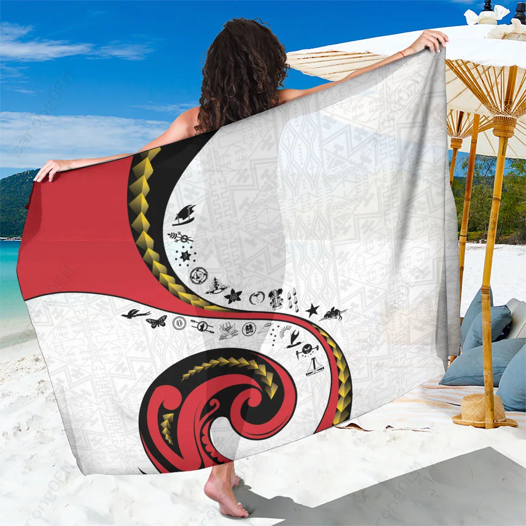 White Papua New Guinea 50th Independence Anniversary Tribal Mandala Print Sarong South Pacific Island Beach Wrap Wholesale Pareo - main view