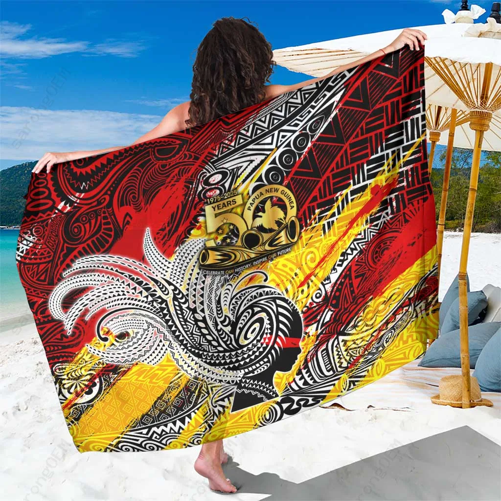 Red Brown Tribal Turtle Hibiscus Print Sarong Polynesian Beach Wrap Resort Cover Up Wholesale Pareo - main view