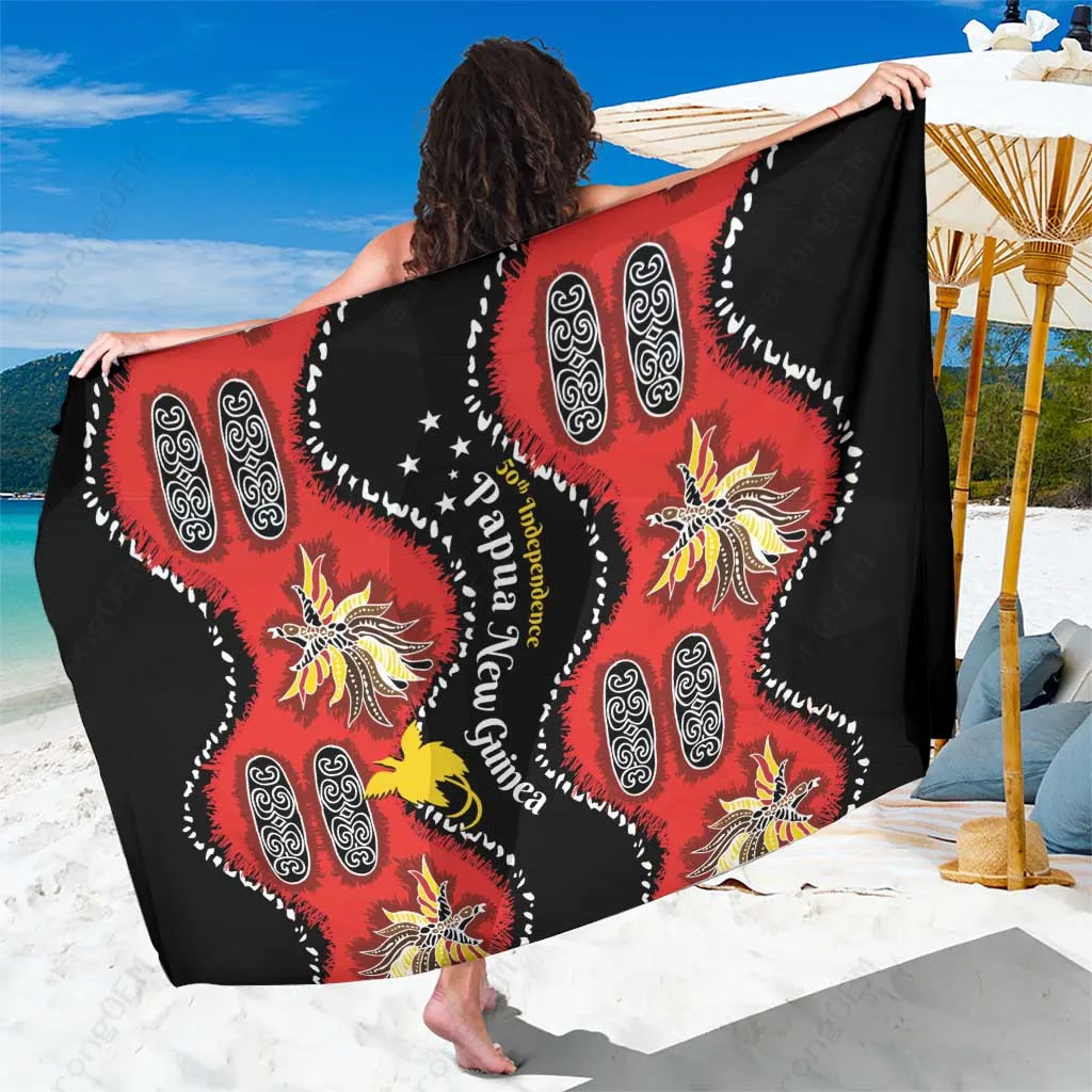 Papua New Guinea 50th Anniversary Batik Pattern Sarong Viscose Rayon South Pacific Island Beach Wrap Wholesale Pareo - main view
