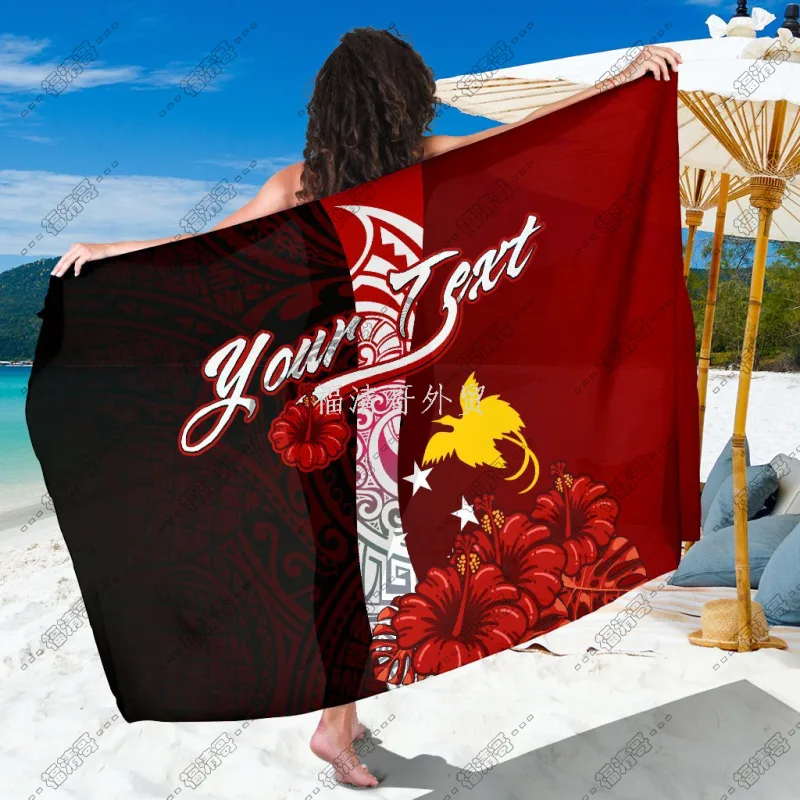 Papua New Guinea Custom Hibiscus Tribal Print Sarong Pareo Beach Wrap Custom Printed Rayon Sarong - Custom Sarong
