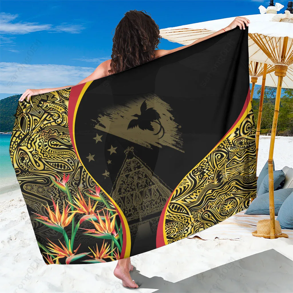 Papua New Guinea Independence Tribal Print Sarong South Pacific Beach Wrap Pareo Rayon Wholesale - main view