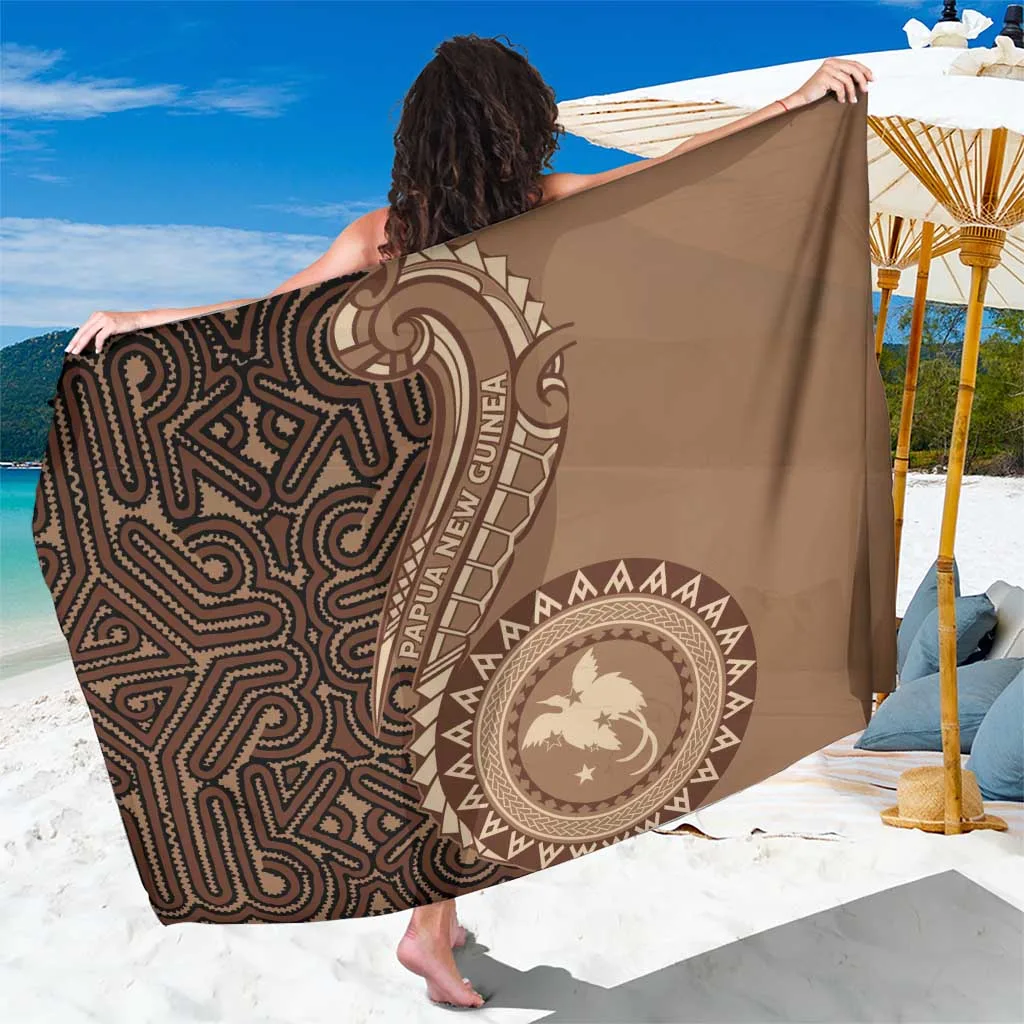 Papua New Guinea Oro Tapa Motif Sarong Classic in Viscose Rayon - Tribal Print Beach Wrap Pareo for Resort Hotel Wholesale - main view