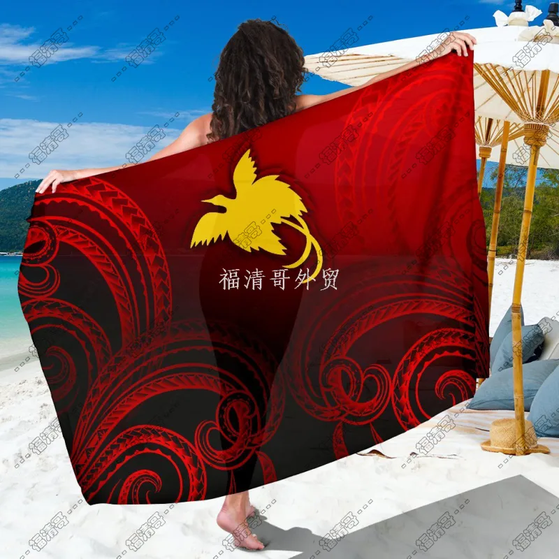 Papua New Guinea Raggiana Bird of Paradise Tribal Sarong Pareo Cover Up Custom Printed Rayon Sarong - Custom Sarong