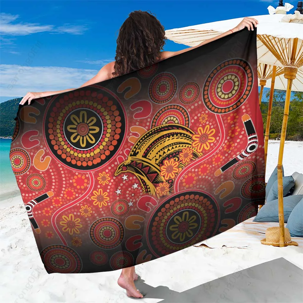 Deep Blue Birds of Paradise Tribal Pattern Printed Sarong South Pacific Beach Wrap Wholesale Pareo - main view