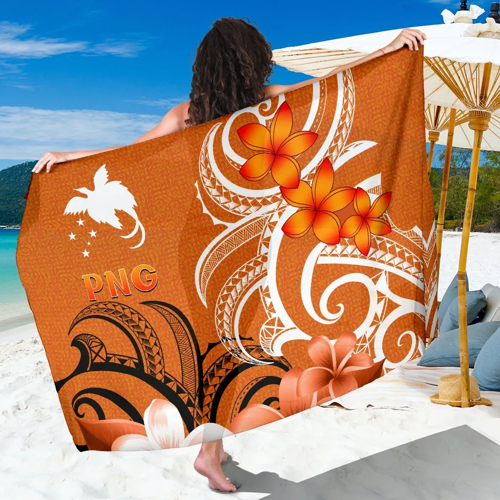 Black Papua New Guinea Tribal Spirit Print Sarong South Pacific Island Beach Wrap Wholesale Lavalava - main view