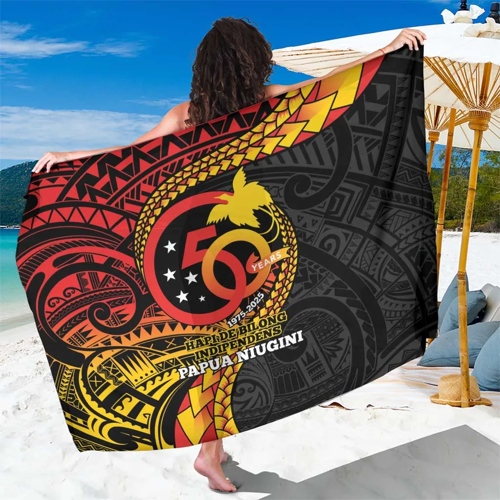 Black Tribal Tattoo Print Sarong Papua New Guinea 50th Independence Anniversary Beach Wrap Pareo Wholesale - main view
