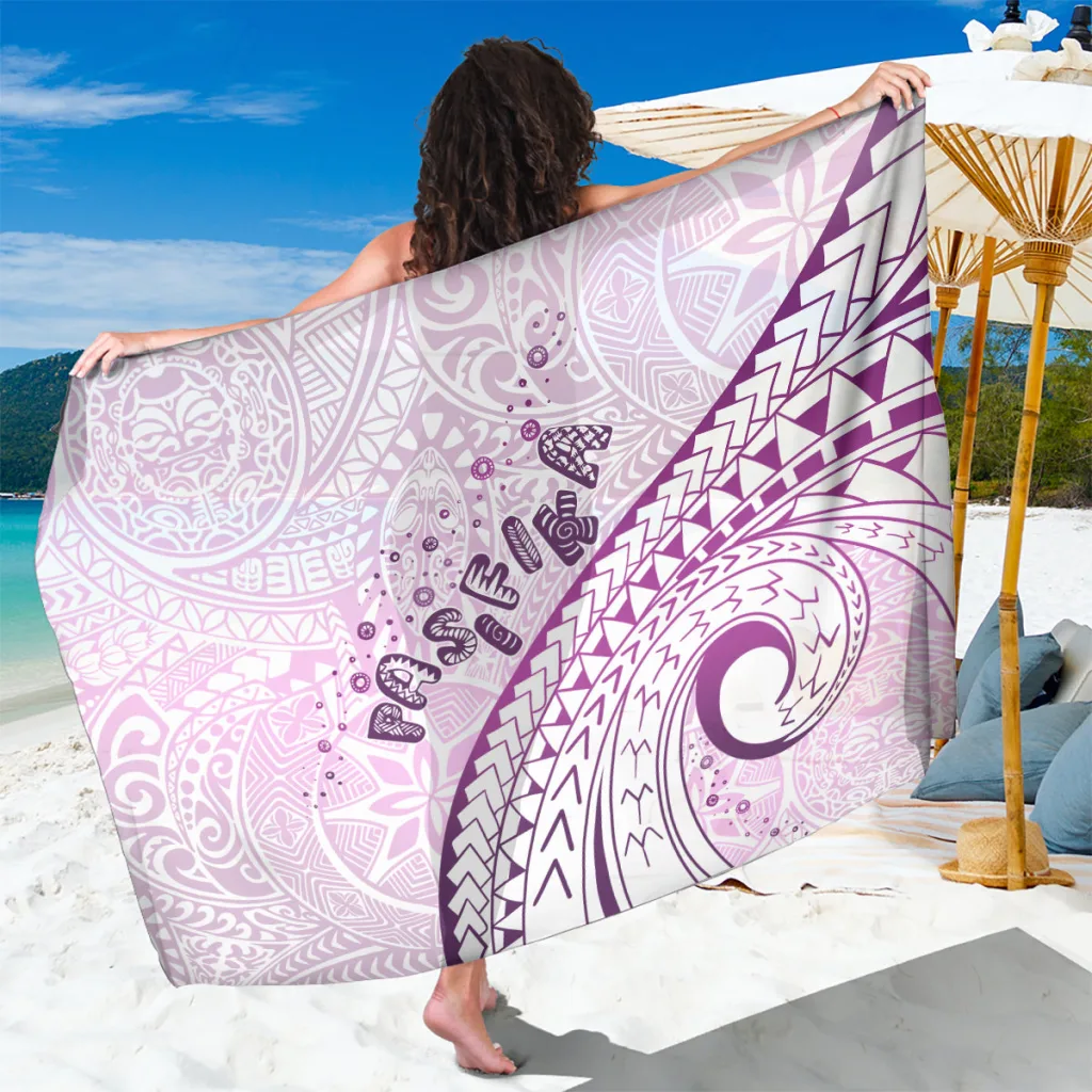 Lilac Tribal Geometric Print Sarong Pasifika Festival Style Polynesian Beach Wrap Wholesale Pareo - main view