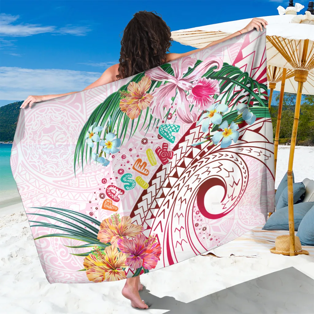Red Brown Tribal Mandala Tropical Floral Print Sarong Polynesian Style Beach Wrap Cover Up Wholesale Pareo - main view