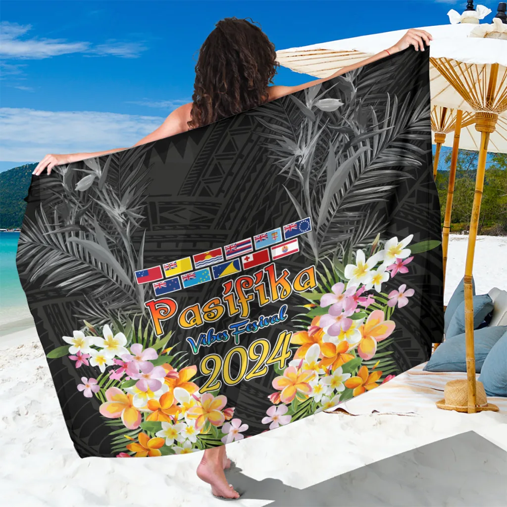 Multicolor Tropical Hibiscus Plumeria Mandala Print Sarong Polynesian Beach Wrap Pareo for Resort Hotel Wholesale - main view